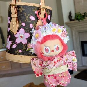 Louis Vuitton Floral Monogram Bucket Bag with Pink Charm